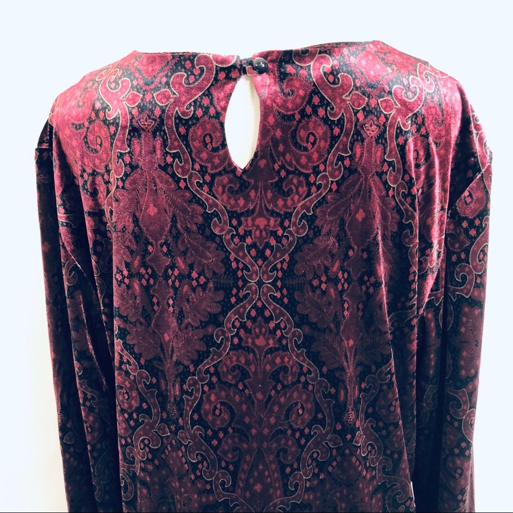 Boho Paisley Velvet Tunic Top M - Picture 5 of 8